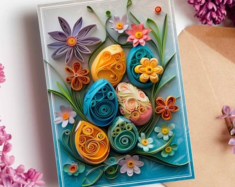 Happy Easter Card Personalised Gift Easter Eggs Easter Gift Eggs Printed Cards, Pack Easter Cards