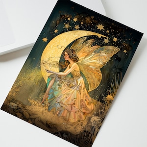 Fairy Lovers Perfect Gift Fairy Gold Dust Illustrated Birthday Greeting Card Present for Girl Daughter Female Magical Illustrated Stationary