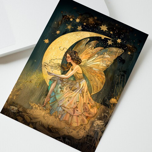 Fairy Lovers Perfect Gift Fairy Gold Dust Illustrated Birthday Greeting Card Present for Girl Daughter Female Magical Illustrated Stationary