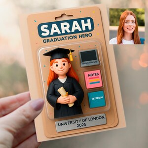 Custom Graduation Card from Photo, Personalized Graduate Action Figure Card, Unique Graduation Gift Keepsake, University College Class 2025