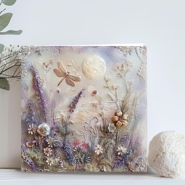 Biglietto di auguri primaverile personalizzato, regalo di compleanno in stile vintage, carta da lettere stampata Cottagecore Provence, biglietto per la festa della mamma