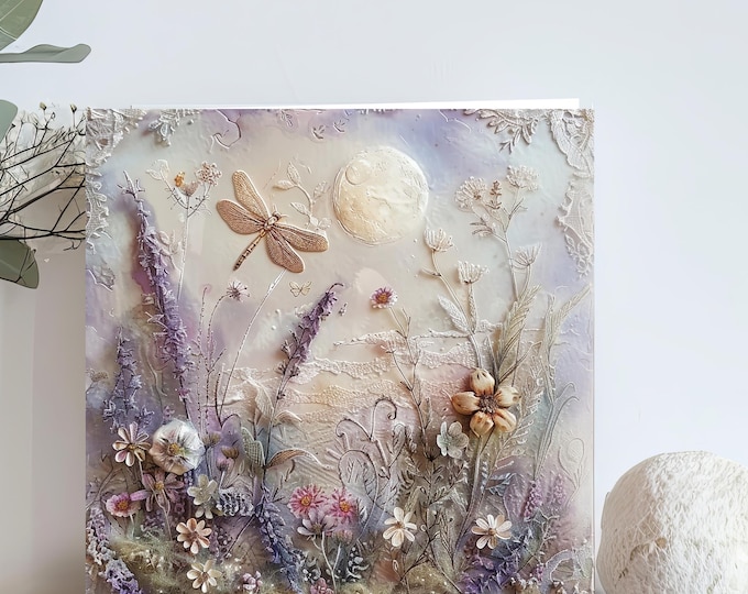 Personalised Spring Greeting Card, Vintage Style Birthday Gift, Cottagecore Provence Printed Stationary, Mother's Day Card