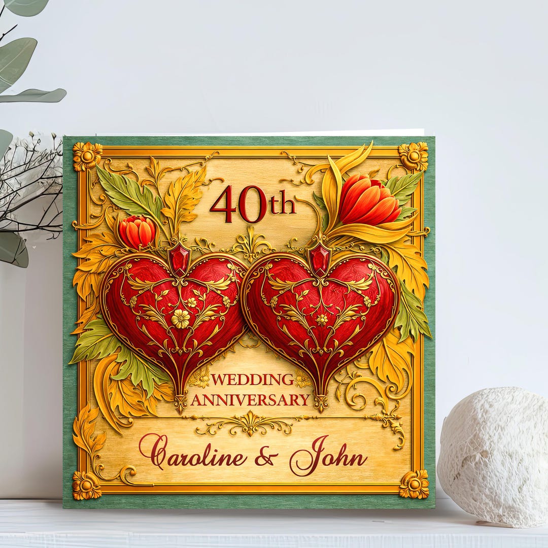 Personalised 40th Ruby Wedding Anniversary Greeting Card for Parents ...