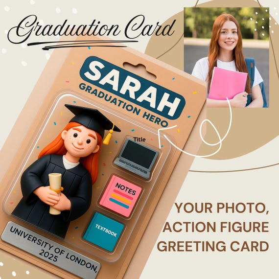 Personalized Graduation Photo Card Action Figure, University College Master PhD Doctor Graduation Gift Box Proud of You Keepsake 2025