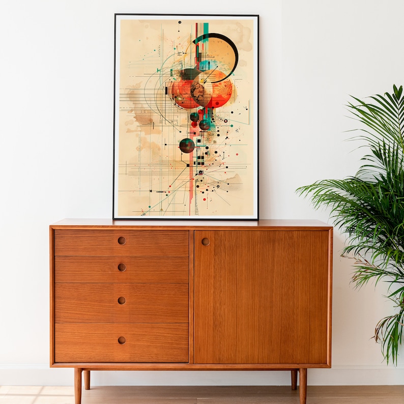 Abstract Modern Bauhaus Minimalist Wall Art, Modernist Poster Retro