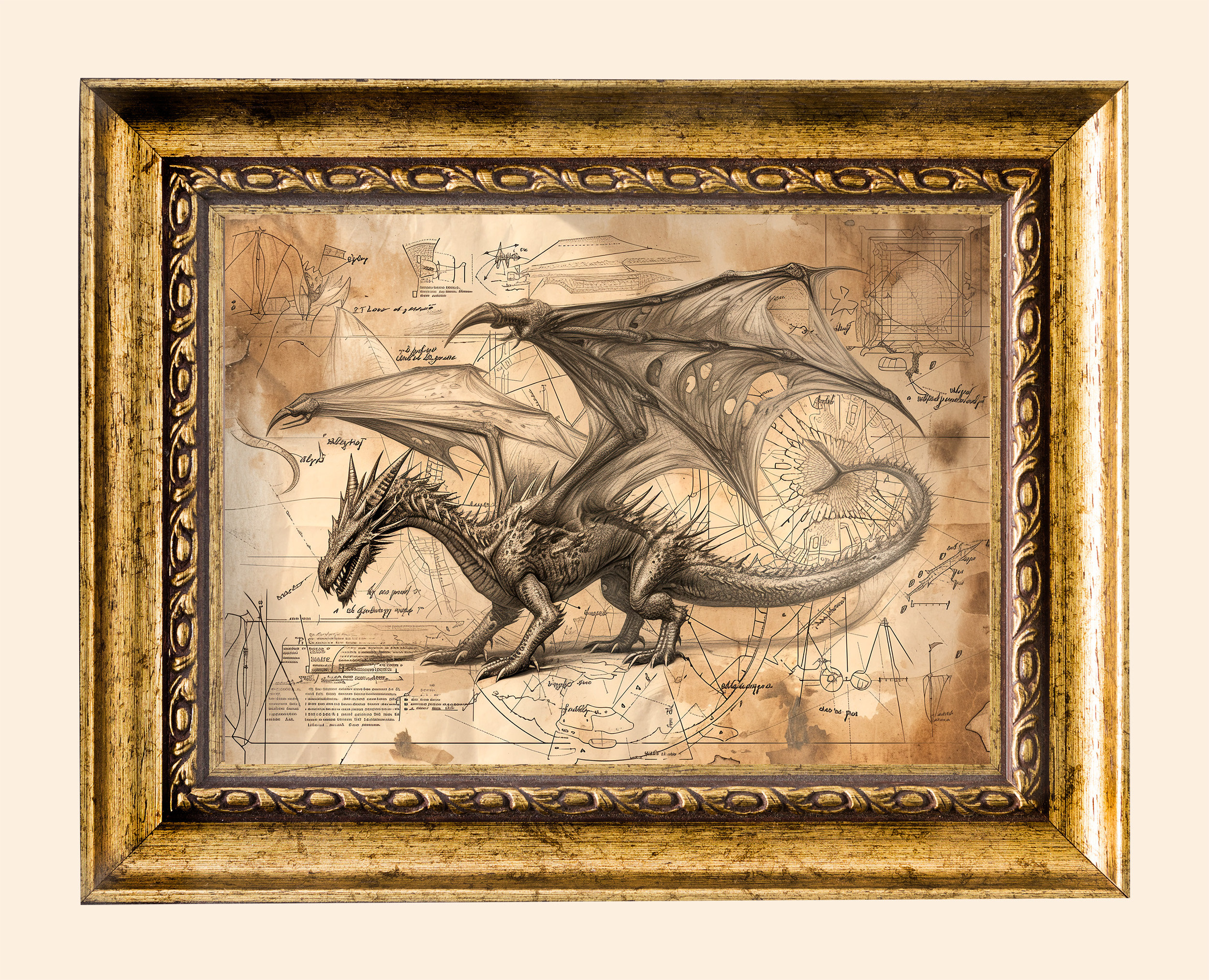 Buy Medieval Dragon Fantasy Art Print, Large Dragon Vintage-style Painting,  Dragon Wall Decor, Illustration Gift Dragon Decor Lover Online in India -  Etsy