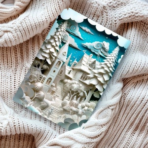 Geburtstagsgeschenke für das Schloss der magischen Prinzessin, Etheral Art Fairytale Castle Pink Stationäres Geschenk für sie, 3D-Effekt-Packung mit Feenmagiekarten