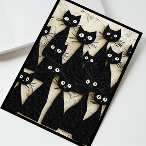 Funny Black Cats Card for any Occasion: Valentines Day, Happy Anniversary, Happy Birthday, Sending Love, 2D card with 3D effect