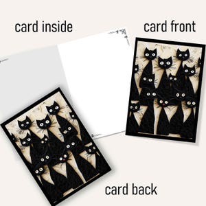 Funny Black Cats Card Happy Birthday, Sending Love to Cat Parents, 2D card with 3D effect, Pack of Blank Cards for Cat Lovers