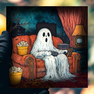 Film d'horreur fantôme et carte de voeux effrayante personnalisée Halloween illustrée Chill pour son amie fille mère enfants cadeau Witchcore