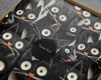 Schwarze Katzen Geschenk - Luxusverpackungs-Geschenkpapier perfekt für Katzenliebhaber und Katzeneltern, Geschenkpapier mit 3D-Effekt gedruckt