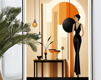 Art Deco Powder Room Wall Art | Vintage Style Bathroom Decor | Retro Dressing Room Print | Cocktail Poster 20s Style