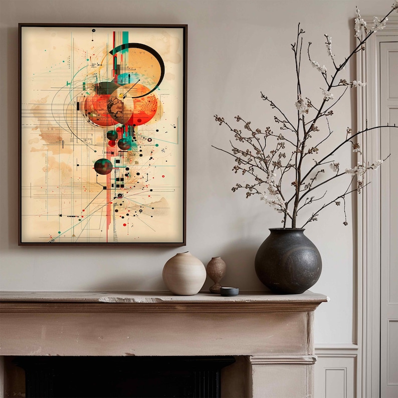Abstract Modern Bauhaus Minimalist Wall Art, Modernist Poster Retro