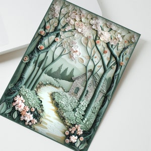 Carte de voeux personnalisée inspirée de la nature, carte pour toutes les occasions, scène de la forêt, anniversaire, fête des mères, vierge intérieure, impression 3D