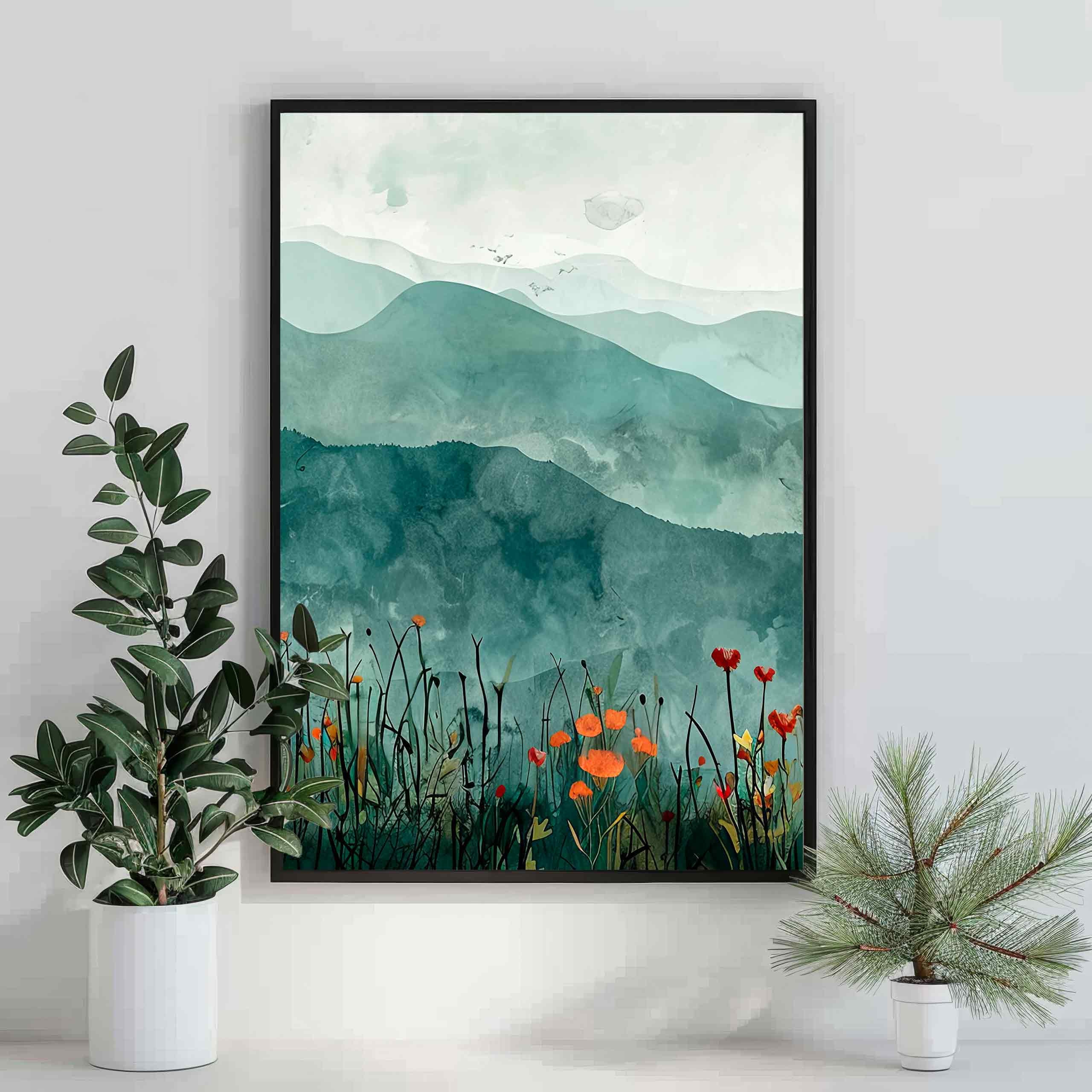 Large Triptych Mountain Landscape Prints, Set of 3 Vibrant Sage Nature ...
