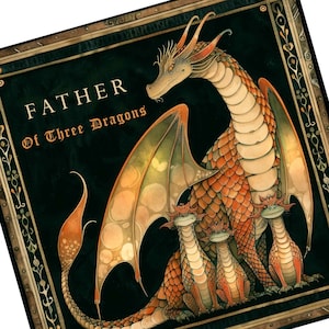 Personalised Father of Dragons Funny Card, Happy Father&#39;s Day Illustration, Birthday Stationary for Dragon Lover, Husband Gift Dad Stepdad