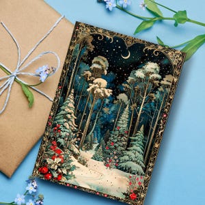 Enchanted Christmas Forest Winter Cards Christmas 2026 Gift, Magical Winter Wonderland, Personalised Illustrated Xmas Birthday Stationary
