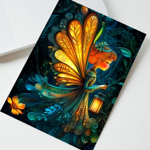 Carte de fée personnalisée, voeux d'anniversaire magiques, carte fantastique pour enfants, cadeau 2D avec effet 3D imprimé, fée elfe sauvageons