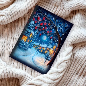 Perfektes Weihnachtsgeschenk, Verzauberter Weihnachtswald Winter Grußkarten Weihnachten 2025 Geschenk, Winter Wunderland, Personalisiert Stationär