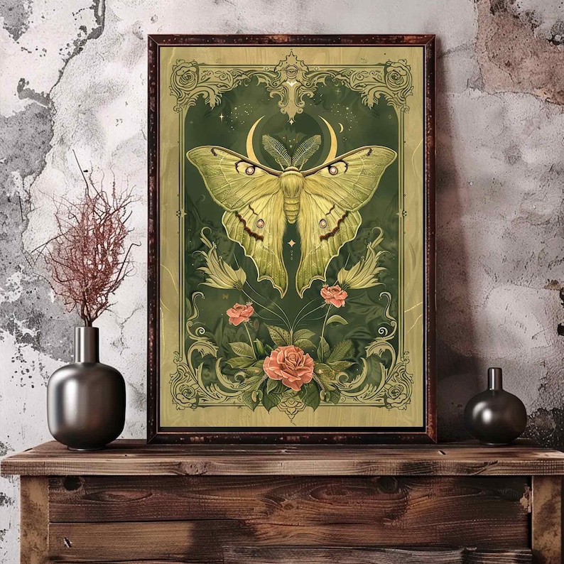 Retro Moth Insect Poster, Moths Bugs Wall Art Butterflies Illustration ...