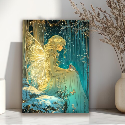 Fairy & Robin Birthday Greeting Card, Personalised Gift for Fairy Lovers, Illustrated Fairies Unique Stationary