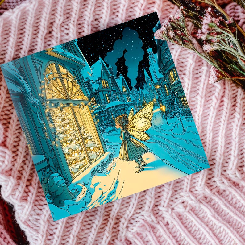 Whimsical Illustrated Christmas Card for Fairy Lovers, Perfect