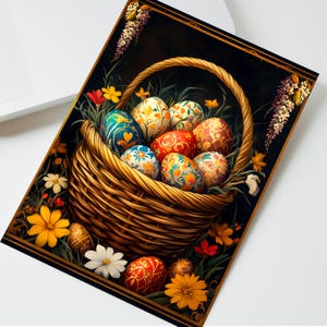 Cartão de Ovo de Páscoa de Luxo, Saudação Personalizada para Mãe e Pai, Pais e Amigos, Presente Festivo Colorido Tradicional com Mensagem Personalizada