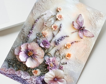 Personalised Vintage Style Floral Birthday Gift, Spring Blank Greeting Card, Cottagecore Provence Printed Stationary, Mother's Day Card