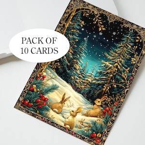 Personalised 10 Luxury Christmas Multipack Winter Cards, Multipack Wonderland Season's Greetings, Frohe Festtage, Joyeuses Fêtes Set
