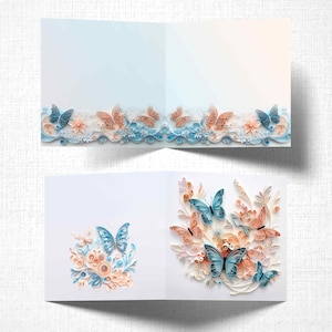 Tarjeta de cumpleaños con mariposas, tarjeta de felicitación 2D con efecto 3D, tarjeta de felicitación navideña 2025, paquete de tarjetas en blanco.