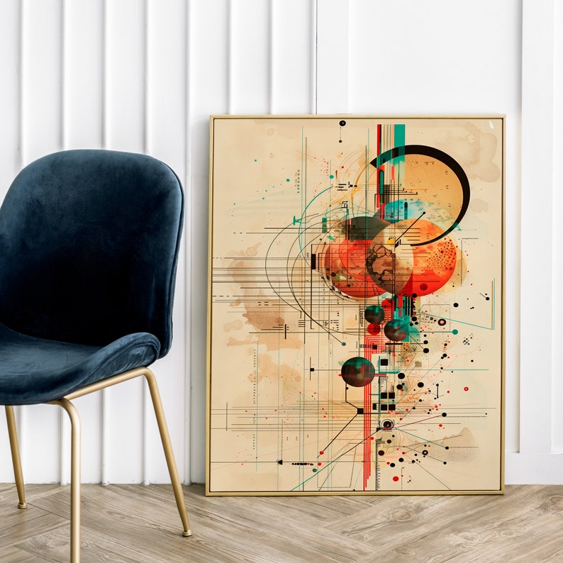 Abstract Modern Bauhaus Minimalist Wall Art, Modernist Poster Retro