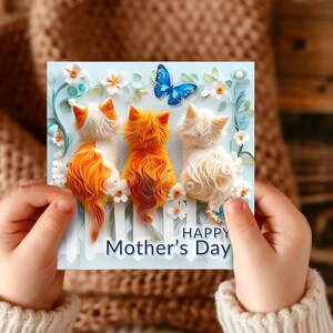 Cadeau mignon chat maman maman carte personnalisée joyeuse fête des mères gingembre amoureux des chats Cadeau personnalisé pour chaton parent Cadeau personnalisé effet 3D imprimé