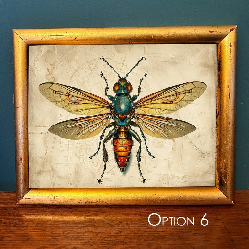 Framed Art Deco Vintagestyle Delicate Insects Prints Set of Bugs Art Insect Framed Posters
