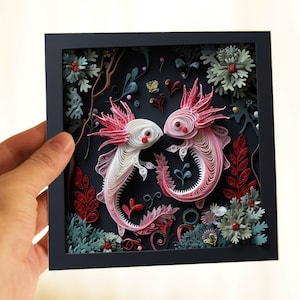 Tarjeta Axolotls in Love, Tarjeta personalizada para novia prometida, Tarjeta 2D con efecto 3D, Pack de tarjetas para amantes de los Axolotls