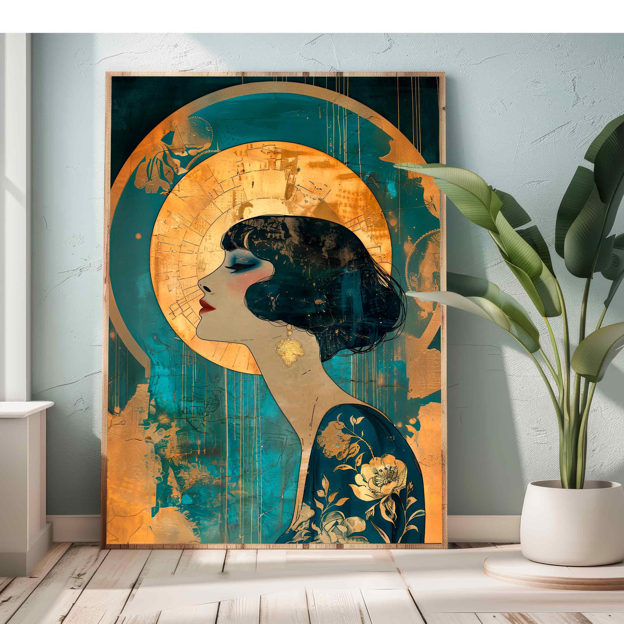 Dressing Room Art Nouveau Vintage Lady Powder Room Wall Art, Large Art ...