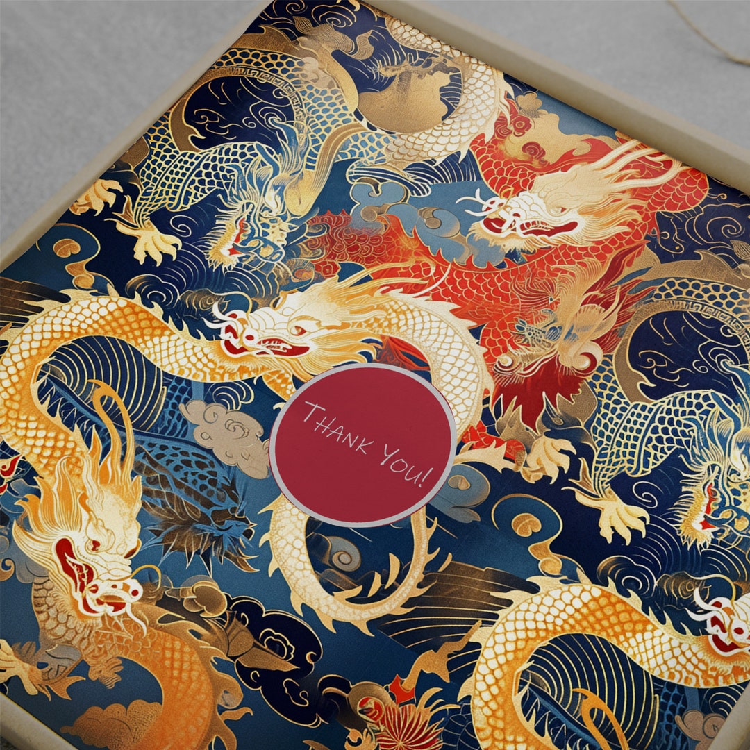 Golden Red Dragons Wrapping Paper Happy Chinese New Year 2024 Year of ...