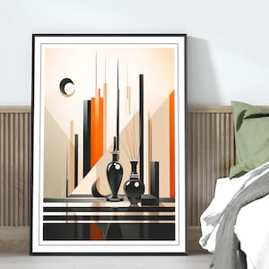 Jarrones de ébano Art Déco Powder Room Wall Art / Decoración de baño de estilo vintage / Impresión de vestidor de estilo retro / Decoración de estilo años 20