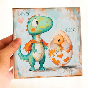 Tarjeta de Gran Hermano personalizada con lindo dinosaurio, regalo para nuevo hermano, saludo personalizado para recién nacido, divertido anuncio de Gran Hermano, tarjeta con nombre personalizada