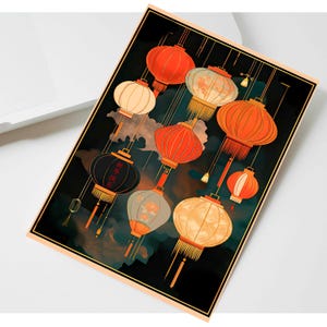 Comemore o Ano Novo Chinês da Serpente, Cartão Presente Único do Ano Novo Lunar 2025, Lanternas Personalizadas Lucky Oriental Stationary