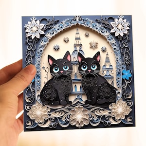 Black Cats Personalised Stationary for Cat Lovers and Cat Parents, 2D Card with 3D Effect, Black Cats Cards Christmas 2025 Pack