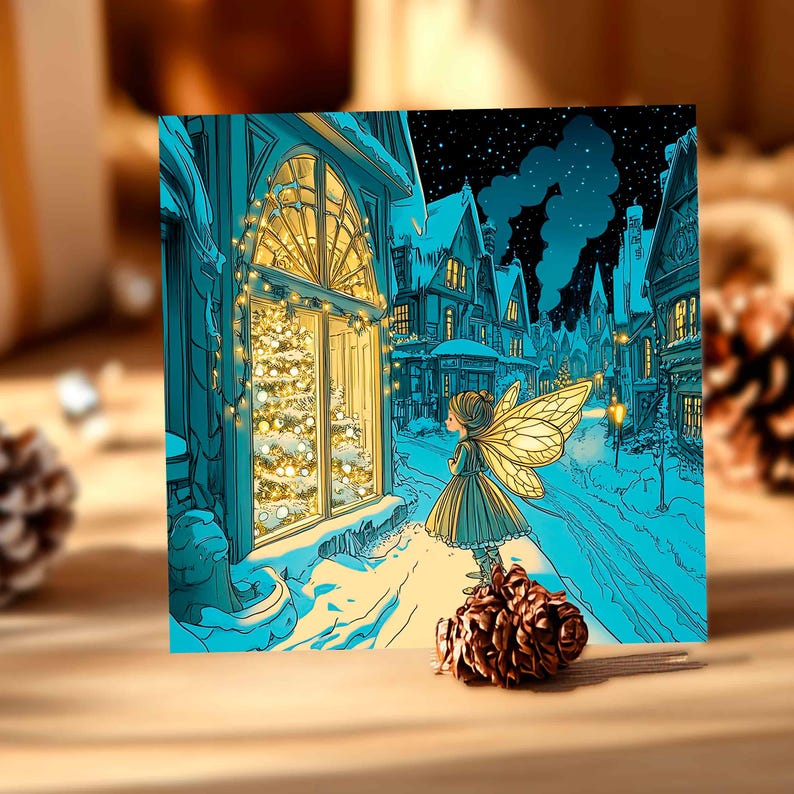 Whimsical Illustrated Christmas Card for Fairy Lovers, Perfect