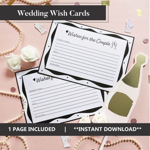 Tarjetas de consejos de boda Tarjetas de deseos de boda imprimibles para parejas Tarjetas de consejos Deseos de despedida de soltera para los novios Tarjetas de consejos para bodas