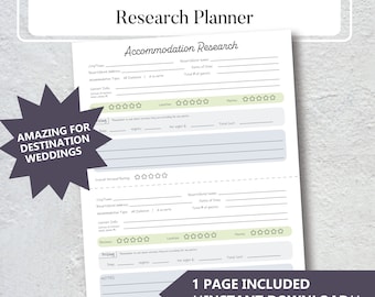 Resort Research Planner Destination Wedding Hotel Planner Printable Accommodation Research Tracker for All Inclusive Resorts Digital Planner