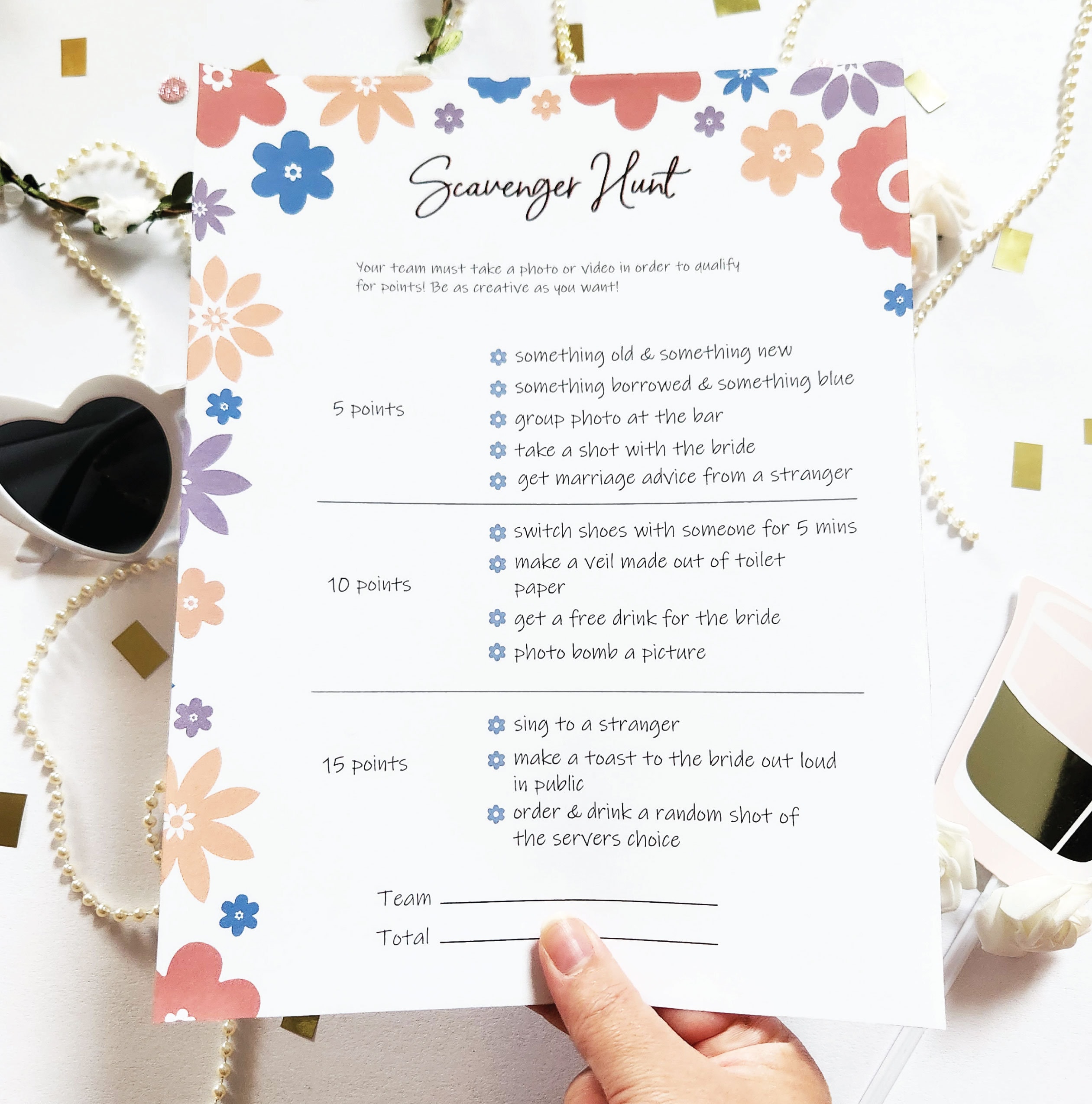 Hen Party Scavenger Hunt Clean Floral Bachelorette Party Game Bridal ...