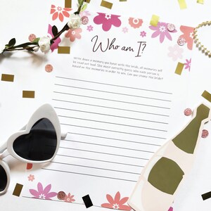 Who am I Bachelorette Party Game Bridal Shower Bride Keepsake Activity Wedding Shower Game Clean Bachelorette Printable Party Game for Bride