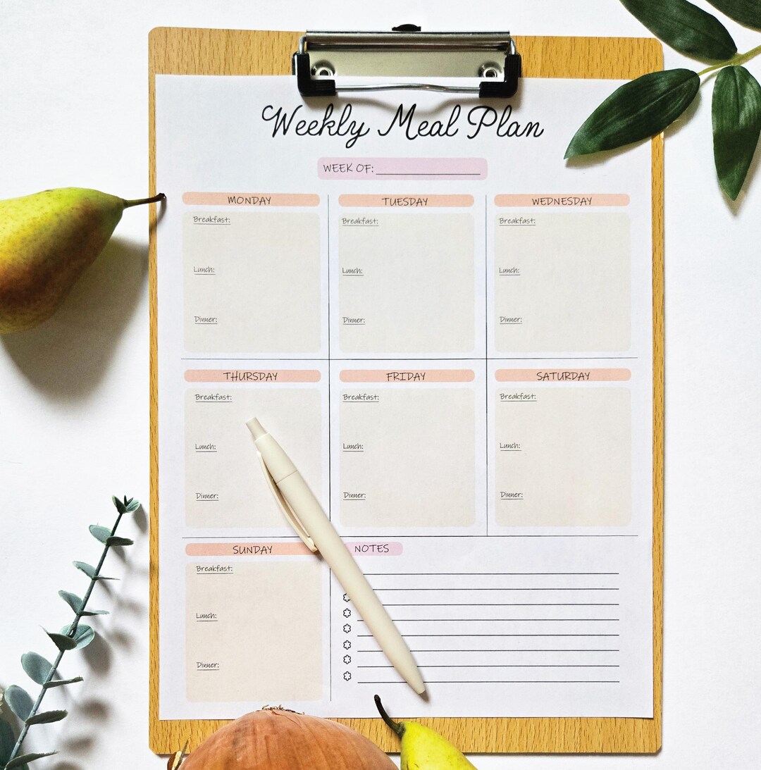 Meal Planner Weekly Meal Planner Printable Family Meal Planner Template ...