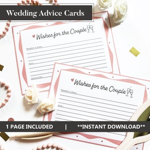 Tarjetas de consejos de boda Tarjetas de deseos de boda imprimibles para parejas Tarjetas de consejos Deseos de despedida de soltera para la futura novia Actividad de fiesta Deseos de boda