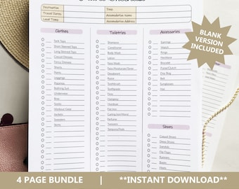 Editable Travel Packing List Vacation Packing Checklist Digital Packing List Template Travel Packing Guide Vacation Packing List Planner