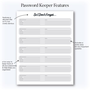Printable Password Keeper for Family Password Organizer Digital ...