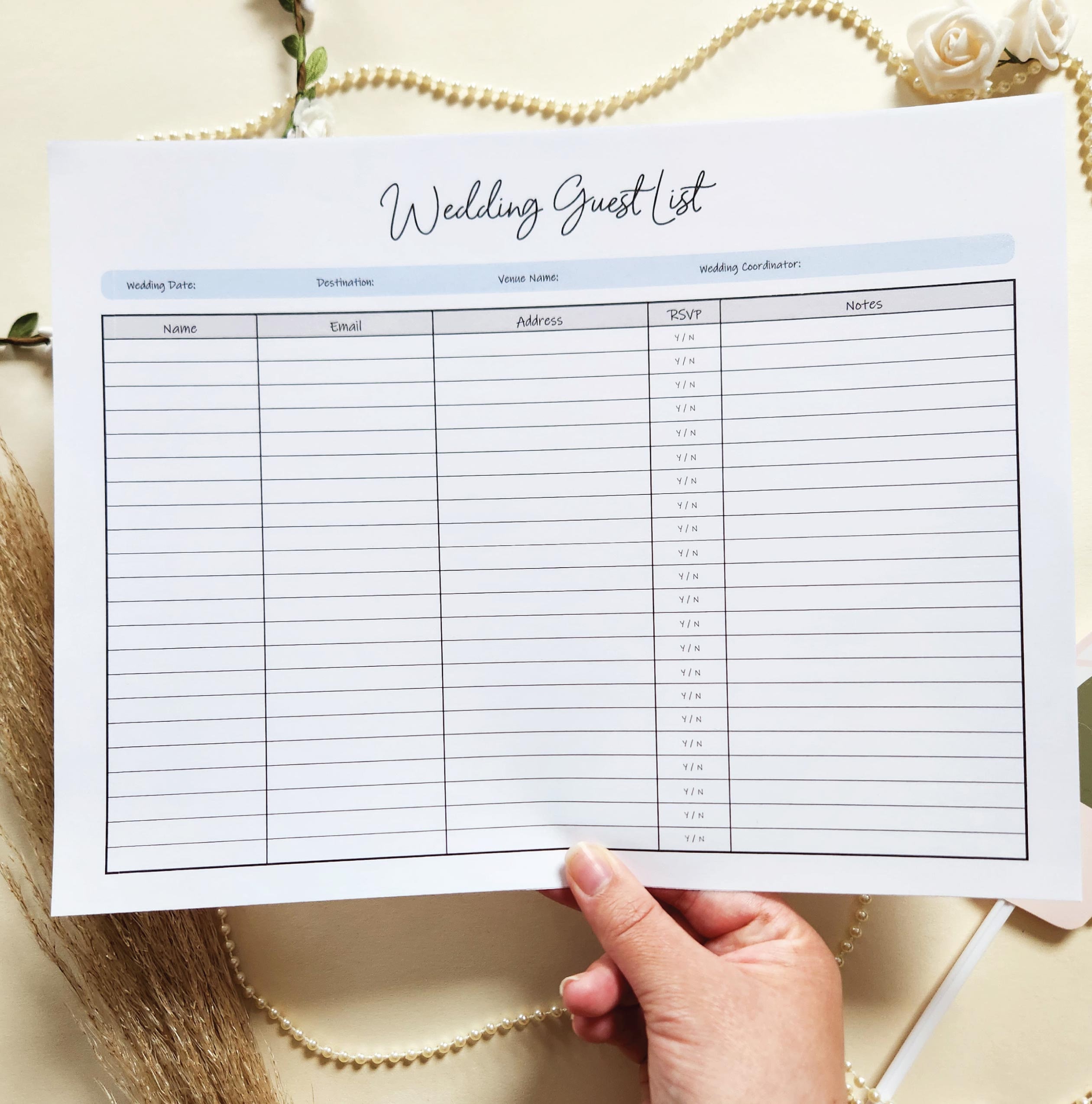 Printable Wedding Guest List Template Editable Guest List Tracker Guest ...